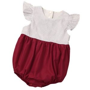 Pocka-dot and Burgundy Romper